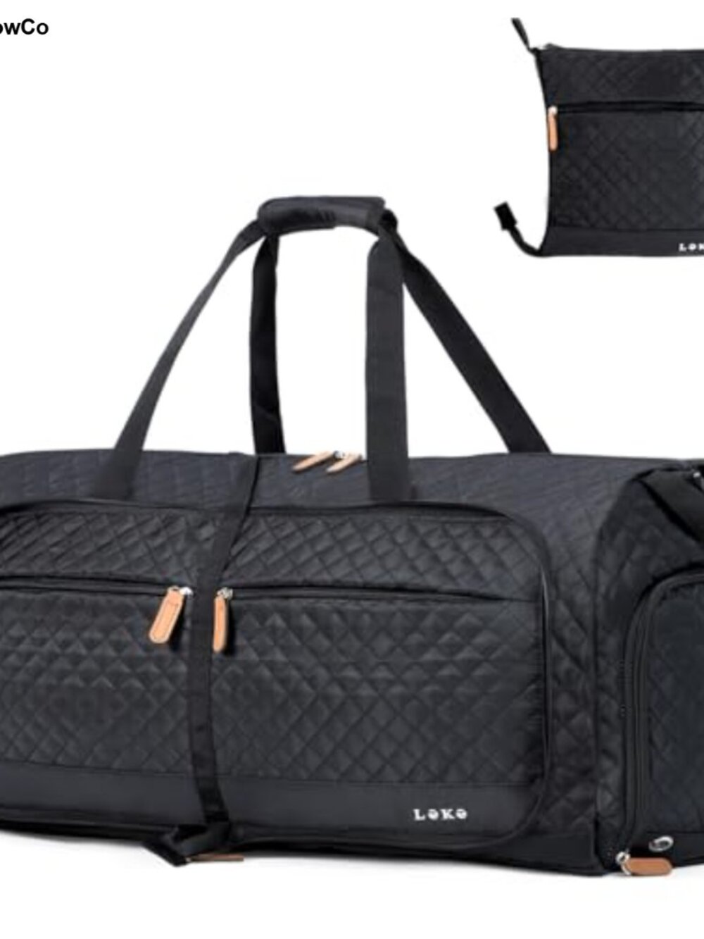 Foldable 80L Travel Duffel Bag with Separate Shoe Compartment, Waterproof